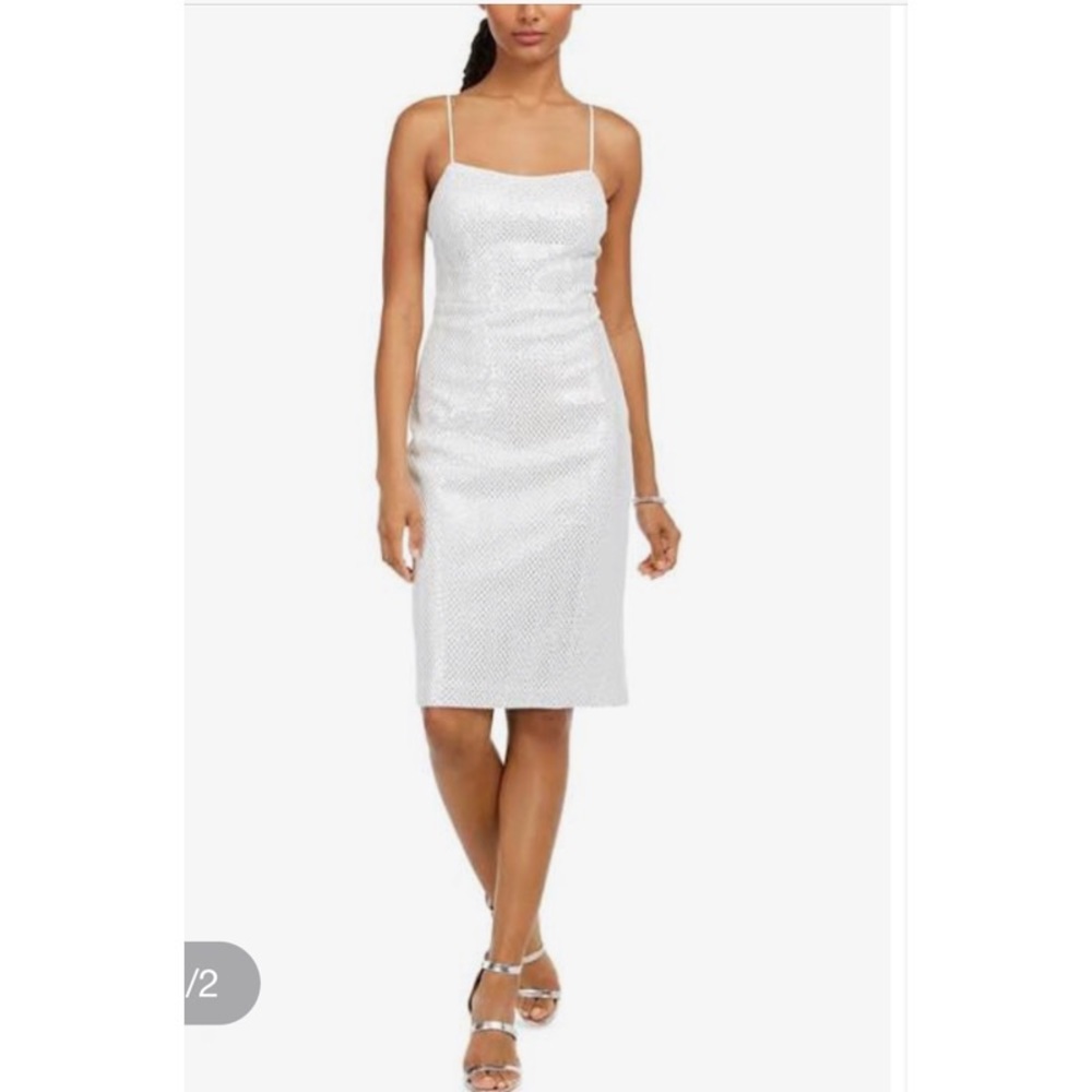VINCE CAMUTO NWT SEQUIN MIDI DRESS WHITE SZ 10 NYE 💥